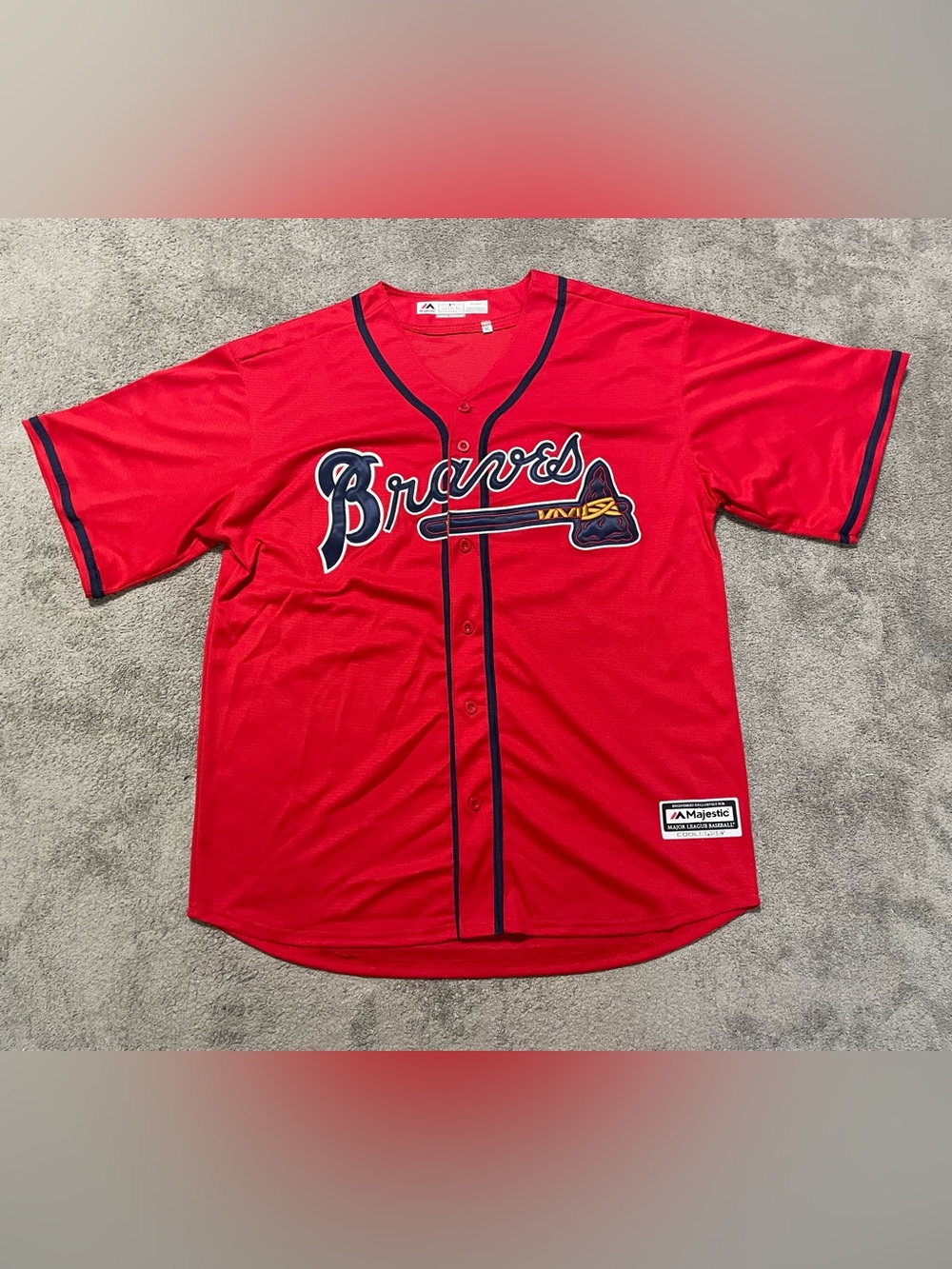Majestic Atlanta Braves Cool Base Jersey Mens XL Red #20 MLB Sewn